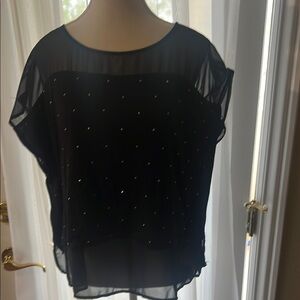 Black and Gold Embellished Boxy Blouse